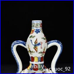 10.2 Old dynasty Porcelain xuande mark Blue white wucai cloud Dragon gourd vase