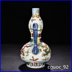 10.2 Old dynasty Porcelain xuande mark Blue white wucai cloud Dragon gourd vase