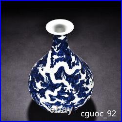 10.4Vintage dynasty Porcelain xuande mark Blue white cloud Dragon Yuhuchun vase