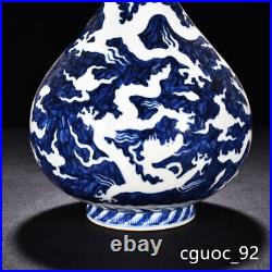 10.4Vintage dynasty Porcelain xuande mark Blue white cloud Dragon Yuhuchun vase