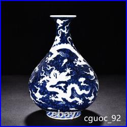 10.4Vintage dynasty Porcelain xuande mark Blue white cloud Dragon Yuhuchun vase