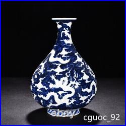 10.4Vintage dynasty Porcelain xuande mark Blue white cloud Dragon Yuhuchun vase