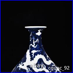 10.4Vintage dynasty Porcelain xuande mark Blue white cloud Dragon Yuhuchun vase