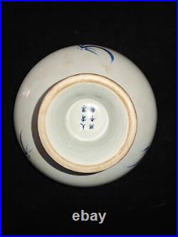 10.6Old China qing dynasty kangxi mark blue white Porcelain pair Dragon plate