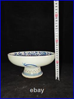 10.6Old China qing dynasty kangxi mark blue white Porcelain pair Dragon plate