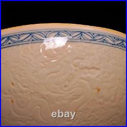 11.6 old ming dynasty chenghua mark porcelain blue white dragon pattern bowl