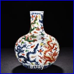 11 China Antique Ming Xuande Mark Porcelain Blue White Five Dragon Ball Vase 11 China Antique Ming Xuande Mark Porcelain Blue White Five Dragon Ball Vase