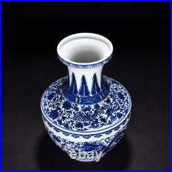 12.9 china antique qing dynasty qianlong mark porcelain blue white dragon vase