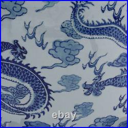 14 Dragon Blue & White Porcelain Fishbowl