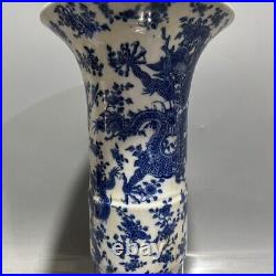 16.8 Rare China Porcelain Qing Dynasty Kangxi Blue white Dragon pattern bottle