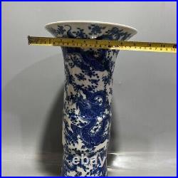 16.8 Rare China Porcelain Qing Dynasty Kangxi Blue white Dragon pattern bottle