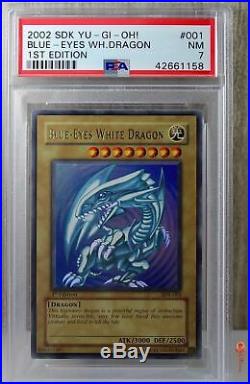 1st Ed Blue-Eyes White Dragon Ultra Rare Yu-Gi-Oh! Card SDK-001 PSA 7 NEAR MINT