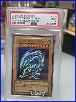 2002 Blue Eyes White Dragon 1st Edition SDK-001 Ultra Rare AE Yugioh Card PSA 9