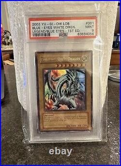 2002 Yu-Gi-Oh! 1st Edition Holo Blue-Eyes White Dragon #LOB-001 PSA 9 MINT