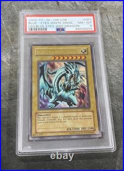 2002 Yu-Gi-Oh Blue Eyes White Dragon PSA 8 Near Mint NM MT LOB-001