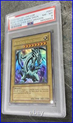 2002 Yu-Gi-Oh Blue Eyes White Dragon PSA 8 Near Mint NM MT LOB-001