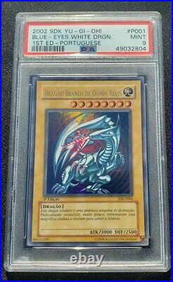 2002 Yu-Gi-Oh! Blue-Eyes White Dragon SDK-001 DIK-P001 1st Edition Ultra R PSA 9