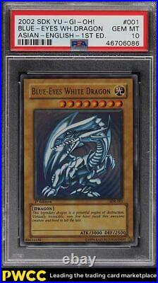 2002 Yu-Gi-Oh! LOB 1st Edition Blue-Eyes White Dragon #SDK-001 PSA 10