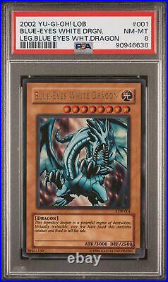 2002 Yu-Gi-Oh! Legend of Blue Eyes Blue-Eyes White Dragon #LOB-001 PSA 8