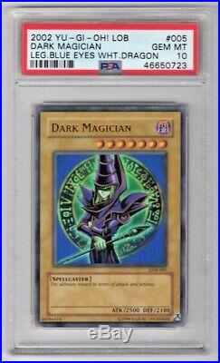 2002 Yu-Gi-Oh Legend of Blue Eyes White Dragon Dark Magician Holo LOB-005 PSA 10