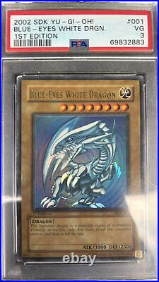 2002 Yu-Gi-Oh! SDK-001 Blue-Eyes White Dragon 1st Edition PSA 3 VG Ultra Rare