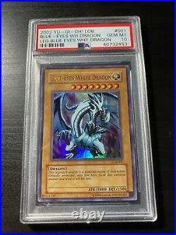 2002 YuGiOH PSA 10 Blue-Eyes White Dragon Ultra unlimited LOB-001 GEM MINT 10