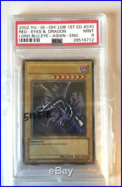 2002 YuGiOh Red-Eyes B. Dragon LOB-070 1st Ed PSA 9 Legend of Blue Eyes White Dr