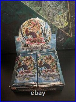 2002 Yugioh 1st Ed Legend of Blue Eyes White Dragon LOB Wavy Booster Pack Box NA