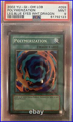 2002 Yugioh Polymerization LOB-059 Legend Blue Eyes White Dragon PSA 9 Mint