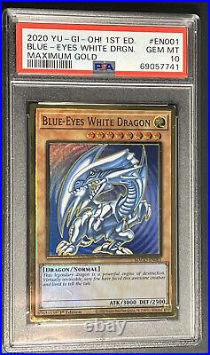 2020 Yugioh Blue Eyes White Dragon Maximum Gold 1st Edition MAGO-EN001 PSA 10 GM