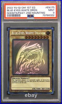 2022 EN175 Blue-Eyes White Dragon 1st Edition Ghost Rare Yu-Gi-Oh! Card PSA 9