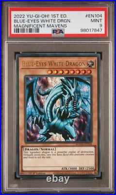 2022 Yugioh MAGNIFICENT MAVENS 1ST ED EN104 BLUE-EYES WHITE DRAGON PSA 9 Ultra