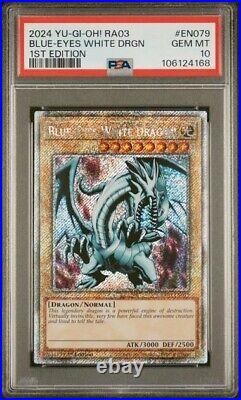 2024 Yu-Gi-Oh! Blue-Eyes White Dragon RA03-EN079 Platinum Secret Rare PSA 10 2024 Yu-Gi-Oh! Blue-Eyes White Dragon RA03-EN079 Platinum Secret Rare PSA 10