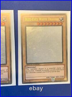 3x Yugioh Blue-Eyes White Dragon GLD5-EN001 Gold Ghost Rare NM Playset