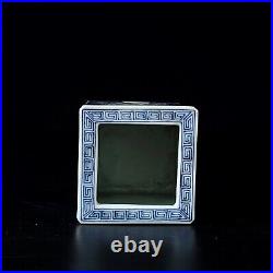 5.3 old ming dynasty xuande mark porcelain blue white dragon square brush pot