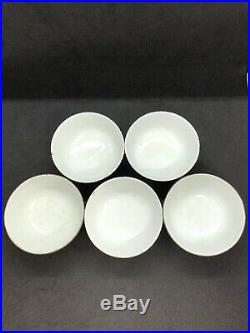 5 Chinese 19th Century Porcelain Blue and White Dragon Rice Bowls Bleu de Hue
