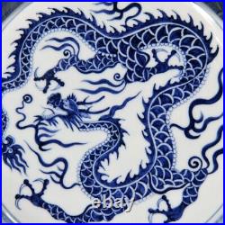 6.1 China old ming dynasty Porcelain xuande mark Blue white Dragon Brush Washer