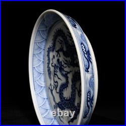 6.1 China old ming dynasty Porcelain xuande mark Blue white Dragon Brush Washer