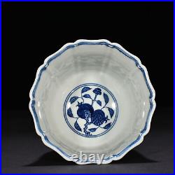 6.8 China ancient Ming Dynasty Xuande Blue white Dragon pattern High foot bowl