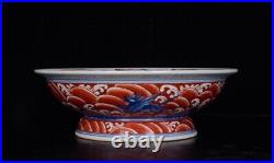 8.5 Old China porcelain Ming Dynasty Xuande Blue white Dragon pattern High foot