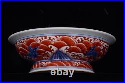 8.5 Old China porcelain Ming Dynasty Xuande Blue white Dragon pattern High foot