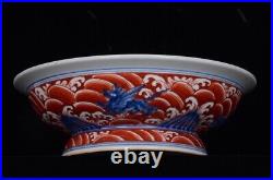 8.5 Old China porcelain Ming Dynasty Xuande Blue white Dragon pattern High foot