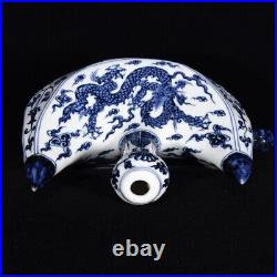 8.7 China Porcelain ming dynasty xuande mark Blue white dragon Penholder Statue