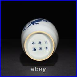 9.5 China Old qing dynasty Porcelain kangxi mark Blue white Dragon pattern vase