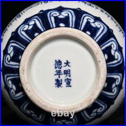 9Antique ming dynasty Porcelain xuande mark Blue white Dragon Monk hat Teapot