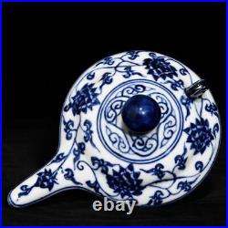 9Antique ming dynasty Porcelain xuande mark Blue white Dragon Monk hat Teapot