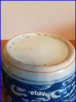 Antique Chinese Blue and white Dragon Lidded Jar 19th Century