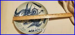 Antique Chinese Collection Blue and white Porcelain Dragon Bowl