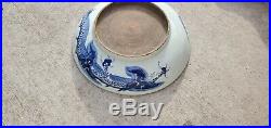 Antique Chinese Collection Blue and white Porcelain Dragon Bowl