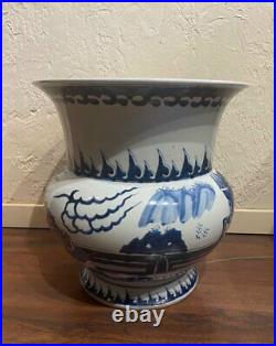 Antique Chinese Vase Porcelain Zadou Dragon Chache Blue White Rare Old 20th